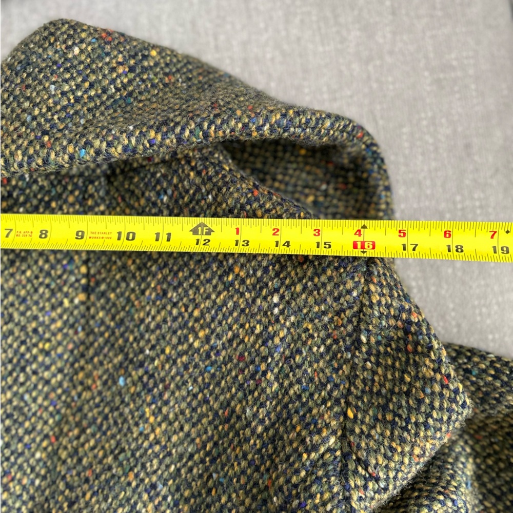 Sold‼️Searle Vintage Irish Wool Herringbone Shawl Collar Green  Long Coat 12 - Picture 13 of 17